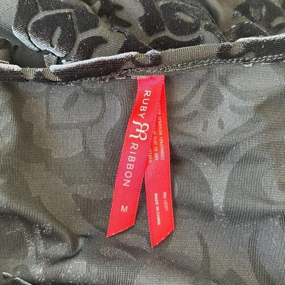 Ruby Ribbon M Cowl Neck Black Floral Velvet Burnout Mini Dress Goth Whimsigoth - Picture 7 of 7